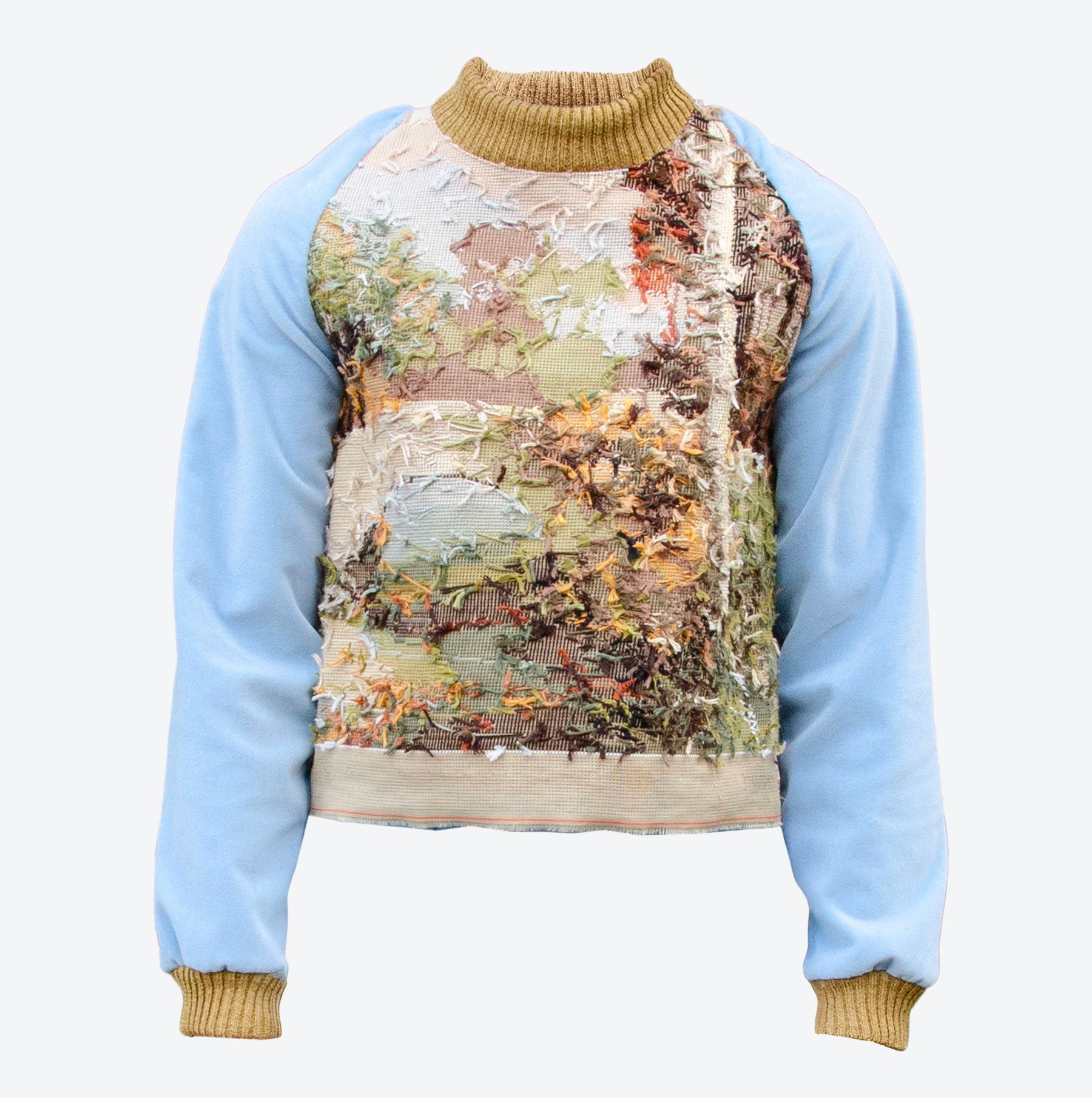 Landscape Embroidered Blue Velvet Jumper