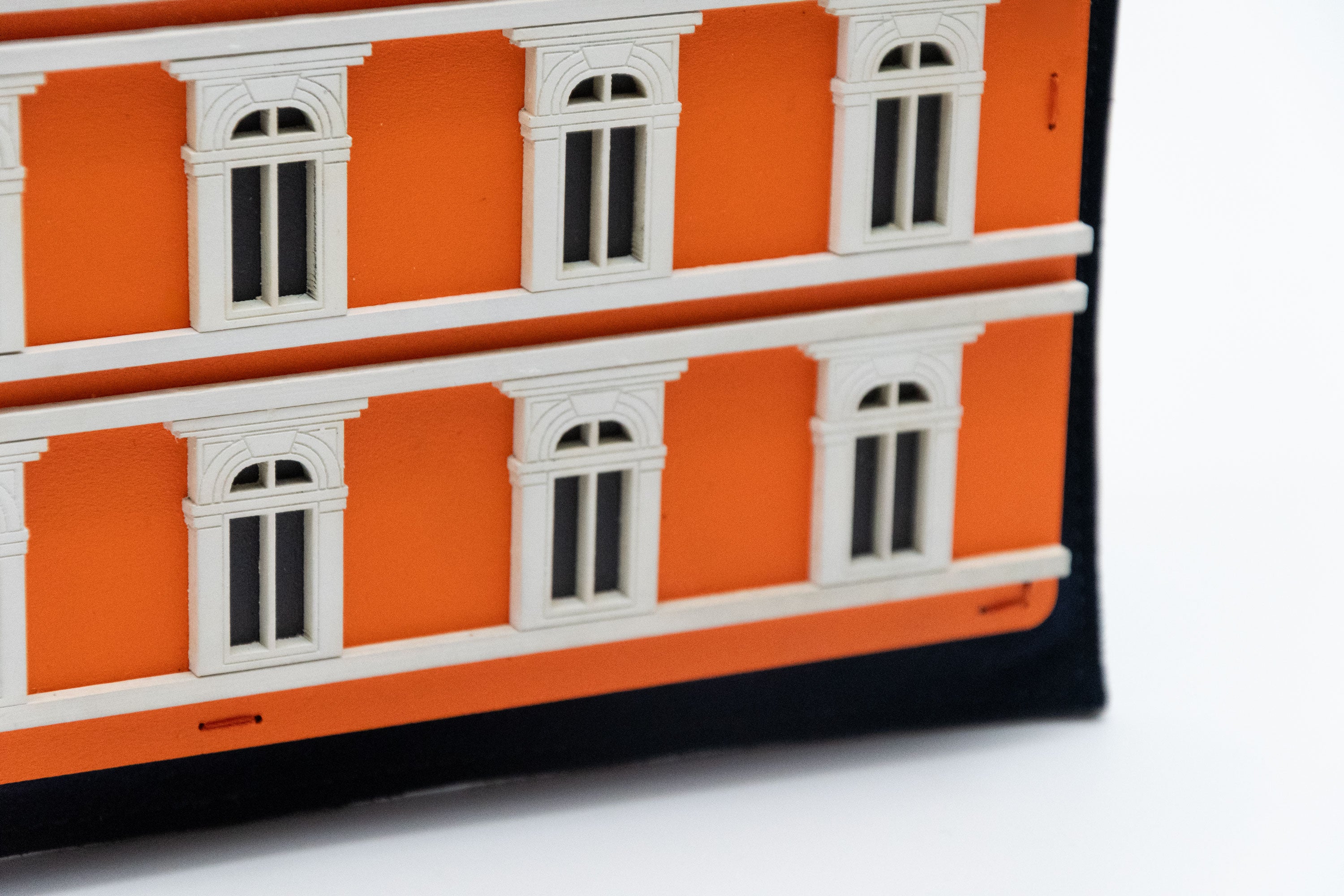 Orange Building Suede Pouch in Navy