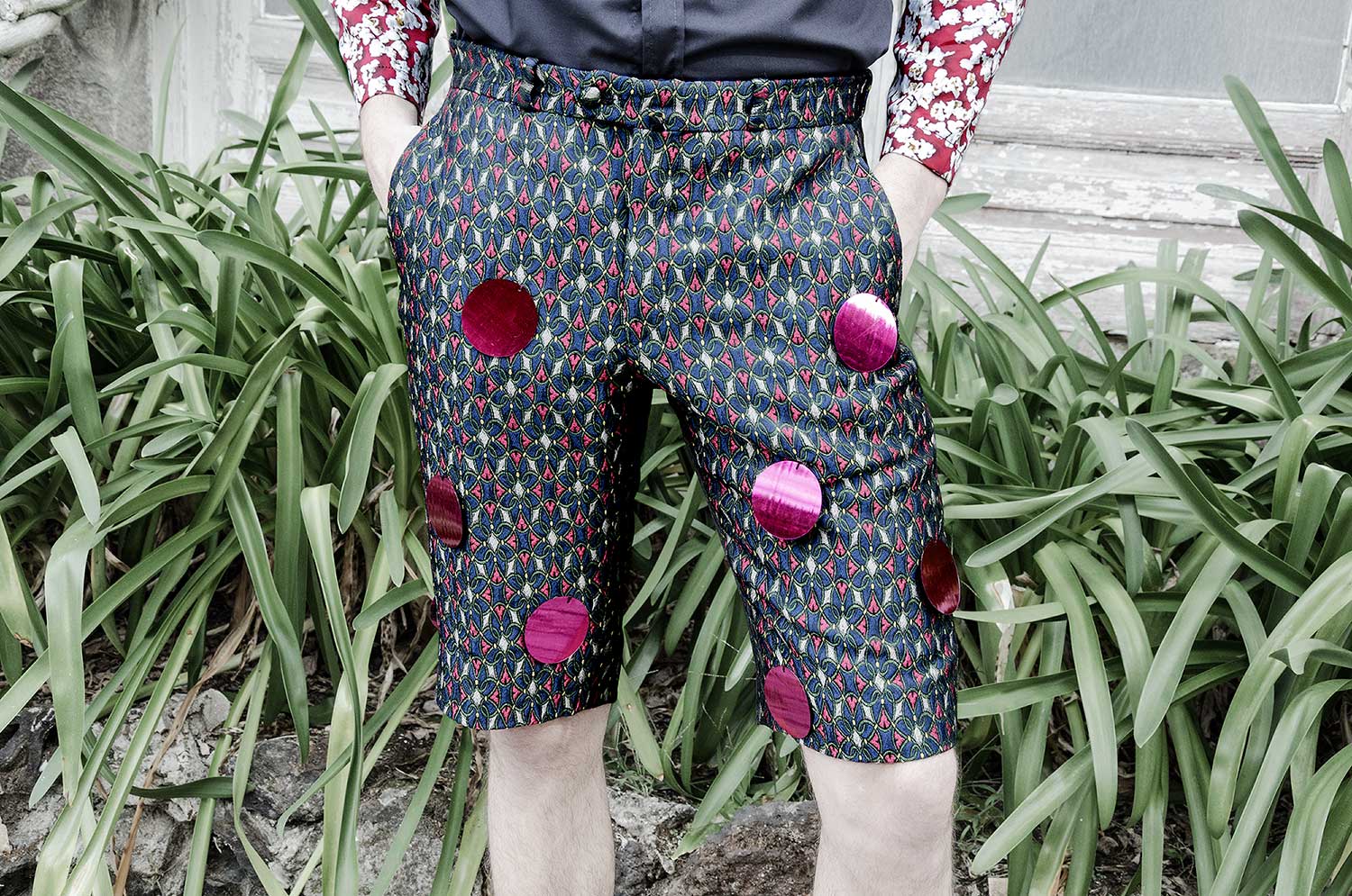 Jacquard shorts with giant sequins