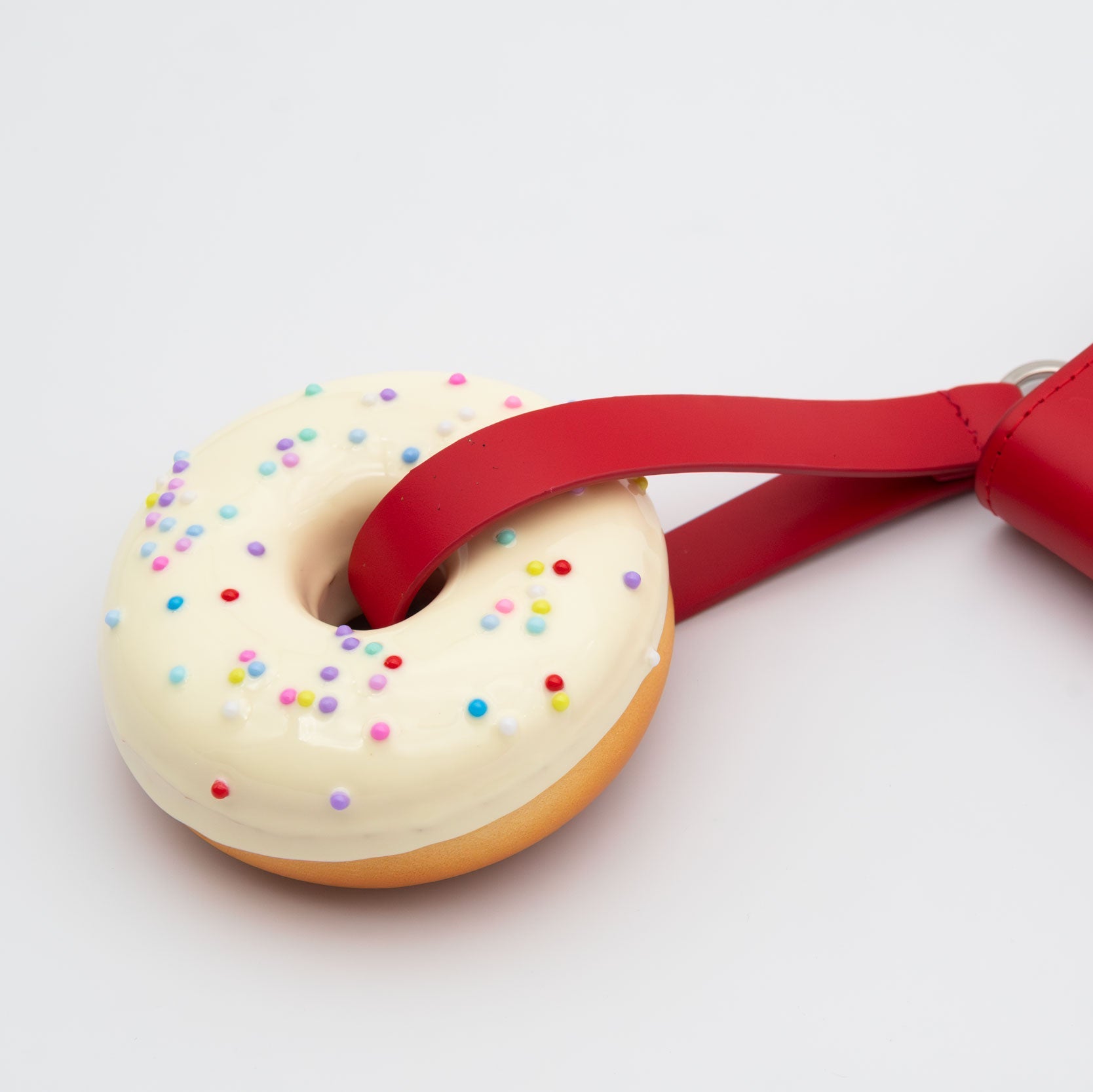 White DONUT Red Leather bifold wallet