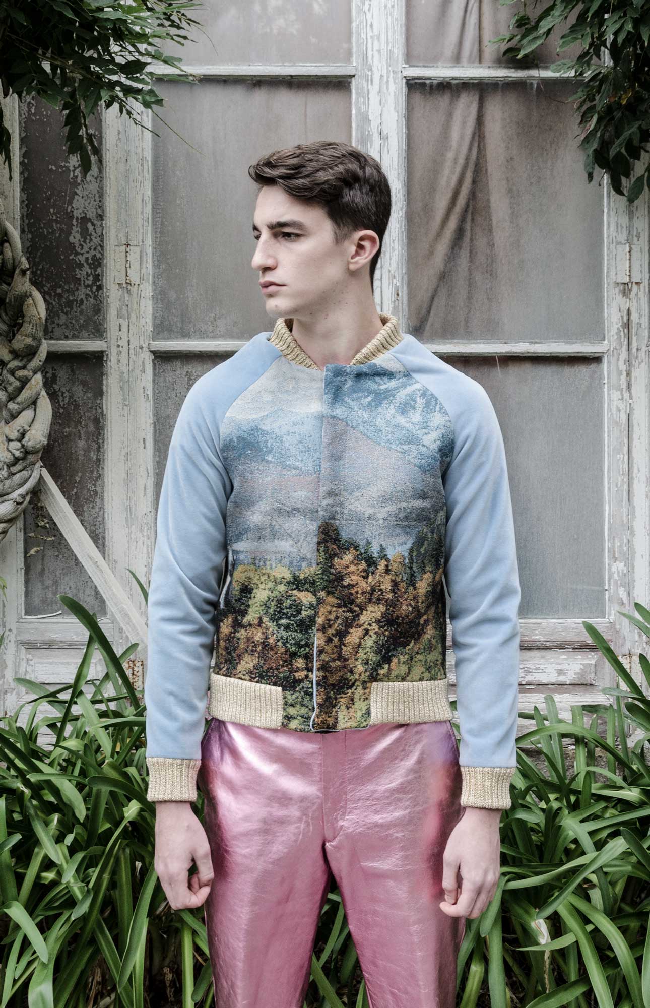 Castle Tapestry Blue Velvet Bomber