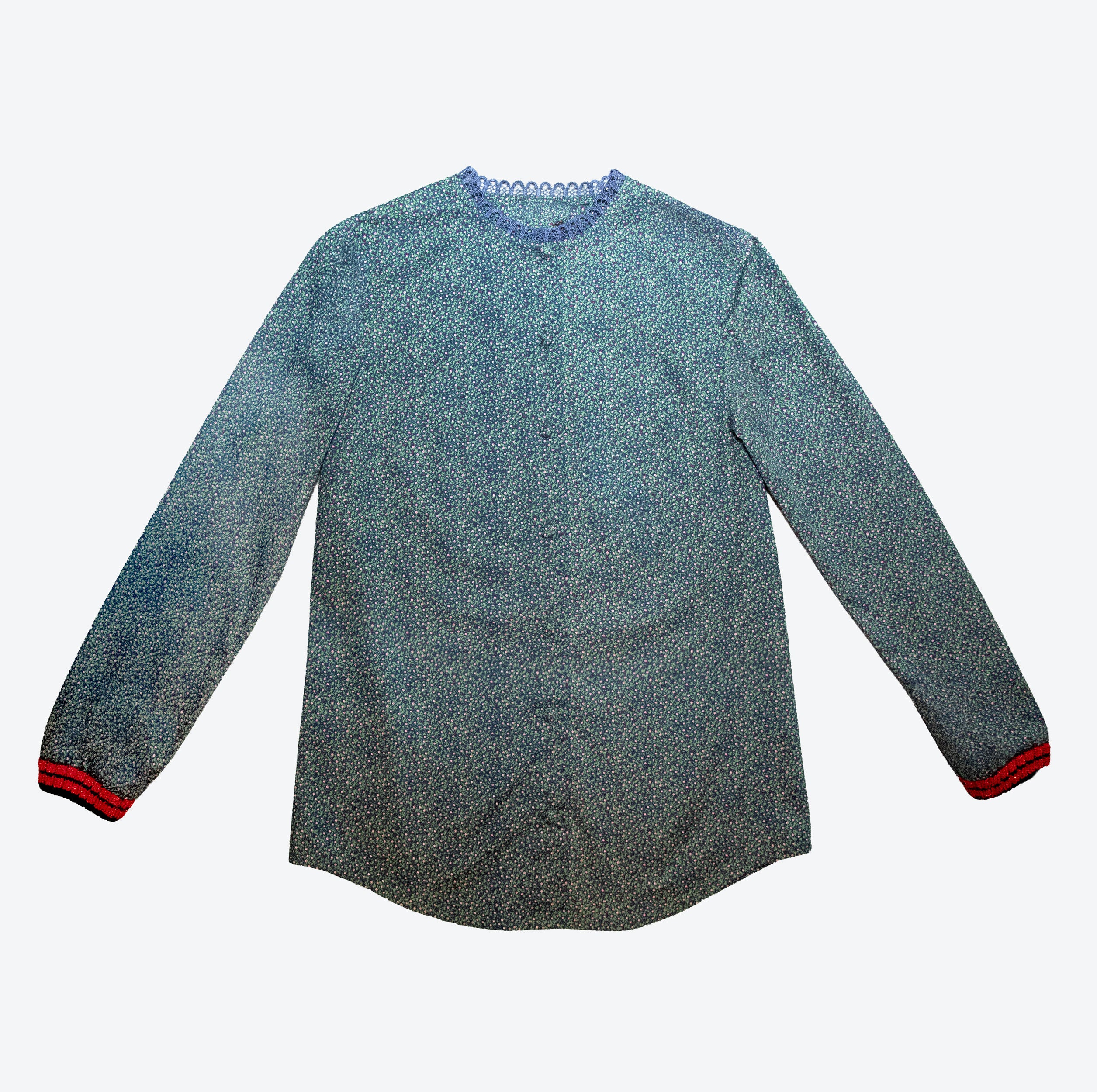 Floral Shirt With Knit Cuffs